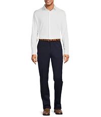Hart Schaffner Marx New York Modern Fit Navy Pre-Tailored Flat Front Super Stretch Solid Dress Pants