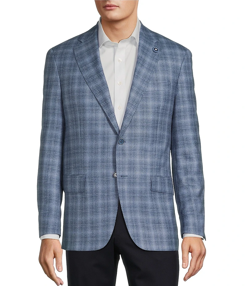 Hart Schaffner Marx New York Modern Fit Plaid Pattern Wool Sport Coat