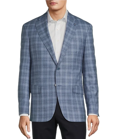 Hart Schaffner Marx New York Modern Fit Plaid Pattern Wool Sport Coat