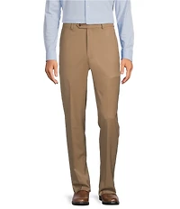 Hart Schaffner Marx New York Modern Fit Tan Pre-Tailored Flat Front Super Stretch Solid Dress Pants