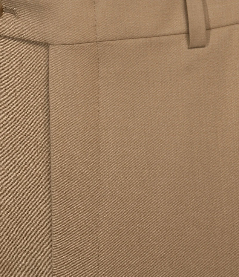 Hart Schaffner Marx New York Modern Fit Tan Pre-Tailored Flat Front Super Stretch Solid Dress Pants
