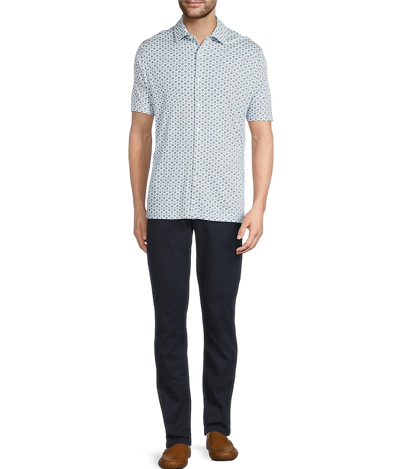 Hart Schaffner Marx Short Sleeve Fan Print Button Front Shirt