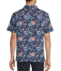 Hart Schaffner Marx Short Sleeve Floral Print Camp Coat Front Shirt