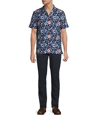 Hart Schaffner Marx Short Sleeve Floral Print Camp Coat Front Shirt