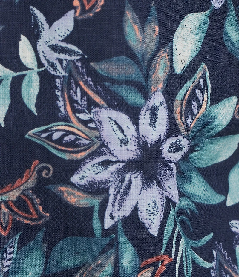 Hart Schaffner Marx Short Sleeve Floral Print Camp Coat Front Shirt