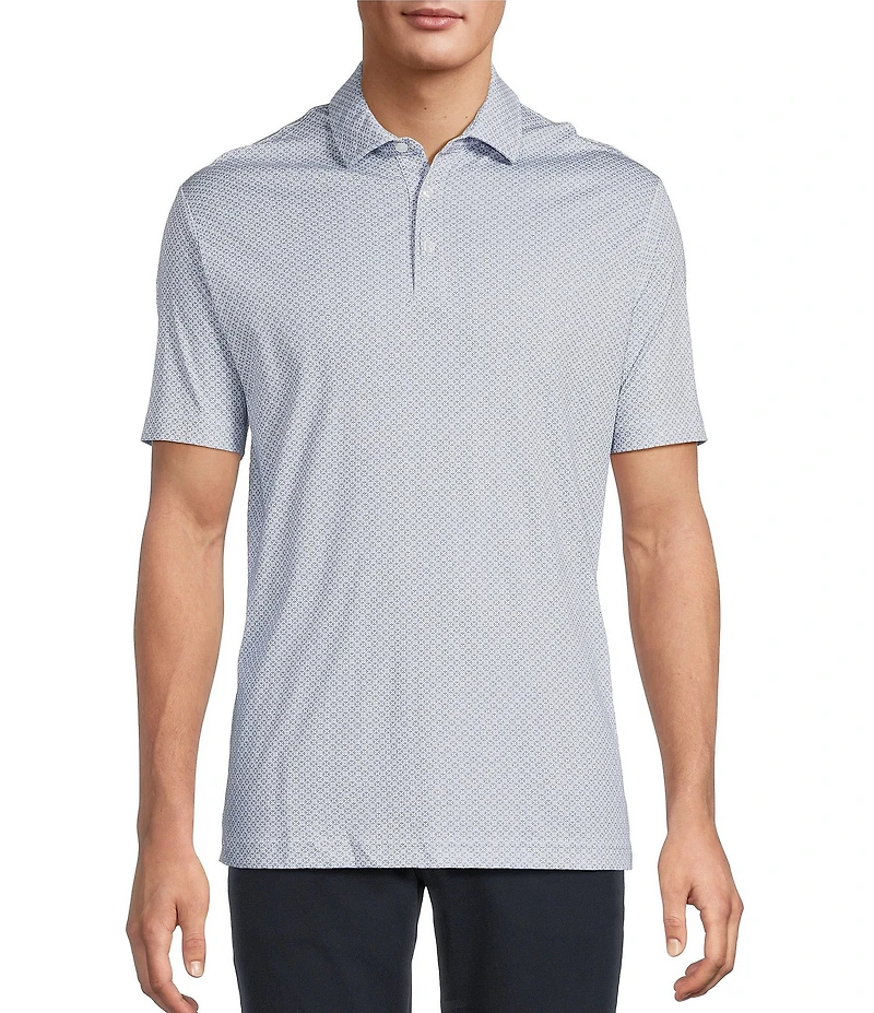 Hart Schaffner Marx Short Sleeve Geometric Floral Print Polo Shirt