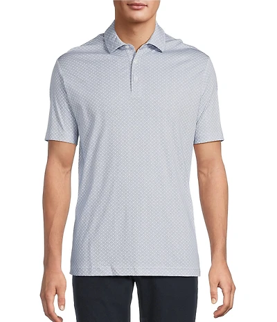 Hart Schaffner Marx Short Sleeve Geometric Floral Print Polo Shirt