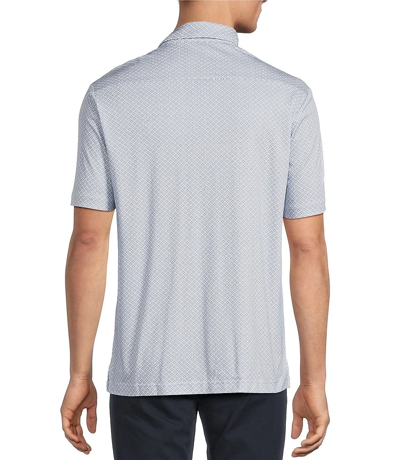 Hart Schaffner Marx Short Sleeve Geometric Floral Print Polo Shirt