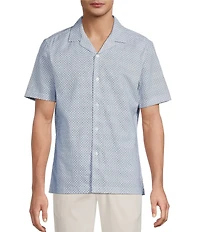Hart Schaffner Marx Short Sleeve Geometric Print Button Front Shirt