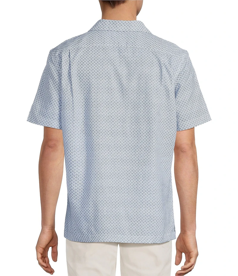 Hart Schaffner Marx Short Sleeve Geometric Print Button Front Shirt