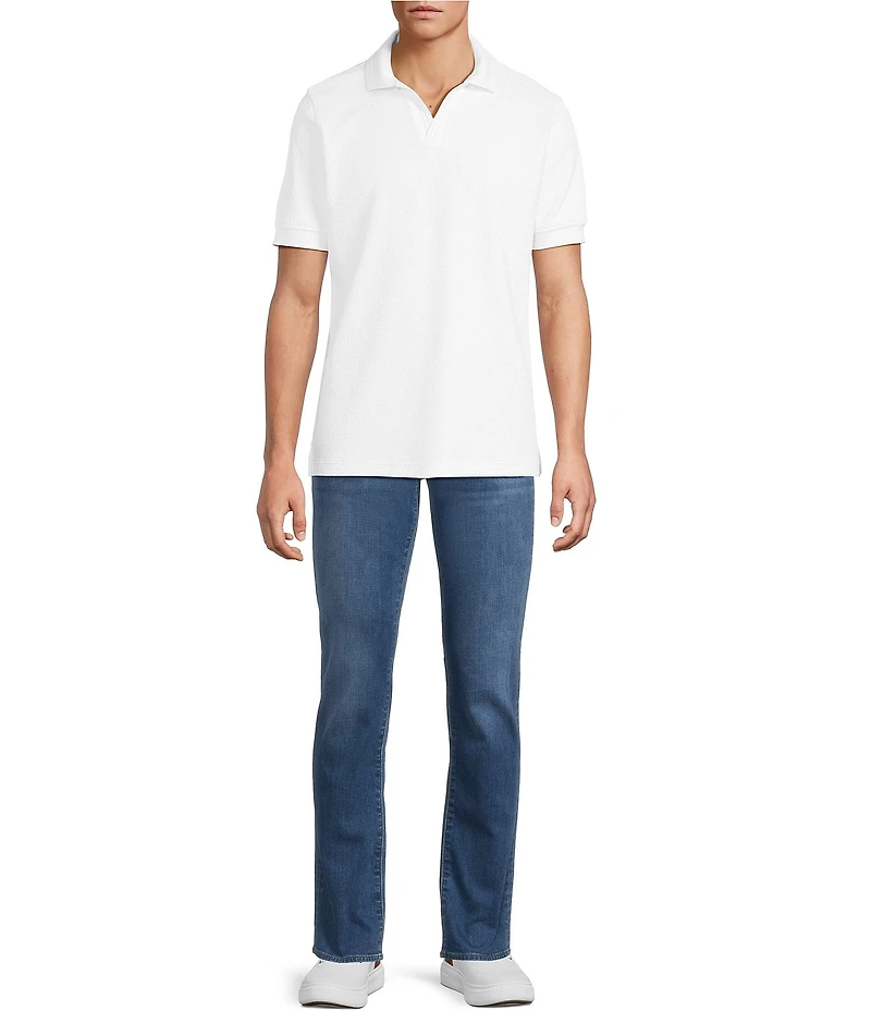 Hart Schaffner Marx Short Sleeve Johnny Collar Textured Polo