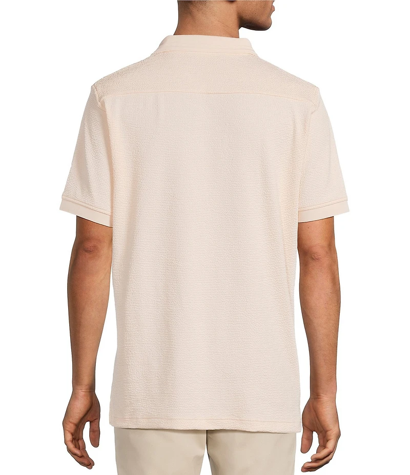 Hart Schaffner Marx Short Sleeve Johnny Collar Textured Polo