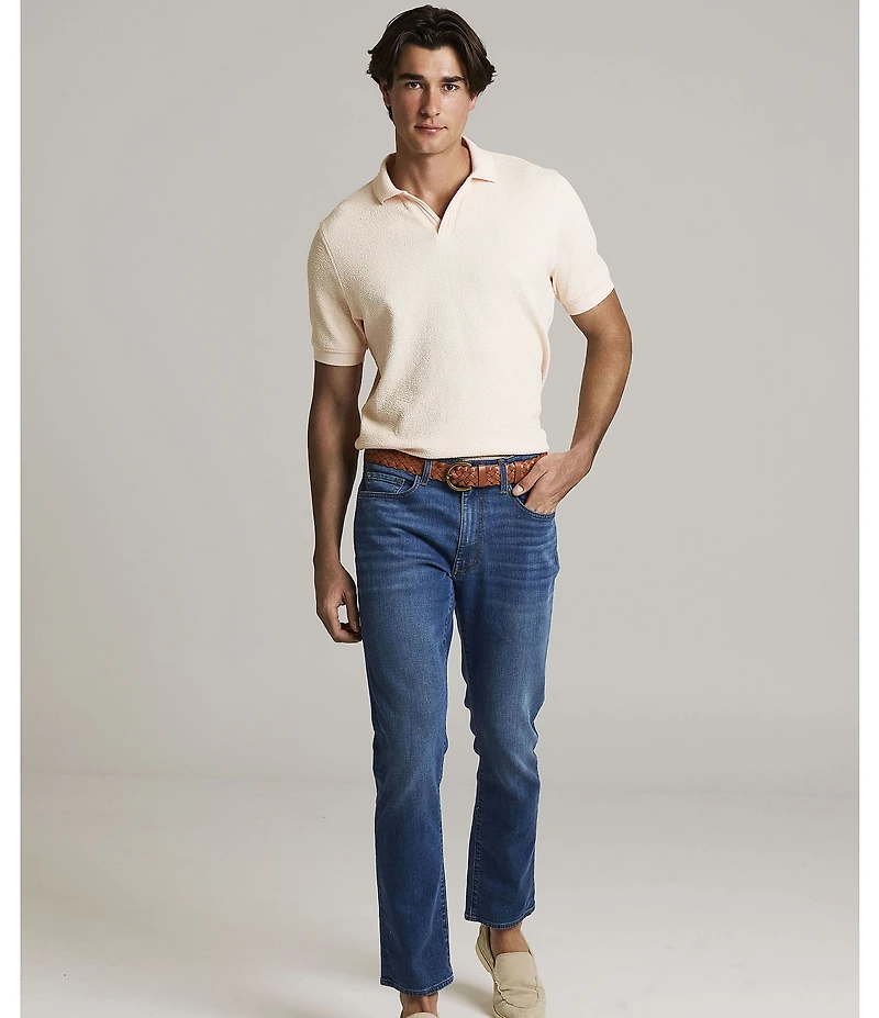 Hart Schaffner Marx Short Sleeve Johnny Collar Textured Polo