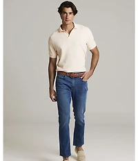 Hart Schaffner Marx Short Sleeve Johnny Collar Textured Polo