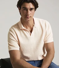 Hart Schaffner Marx Short Sleeve Johnny Collar Textured Polo
