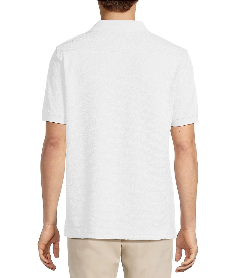 Hart Schaffner Marx Short Sleeve Johnny Collar Textured Polo