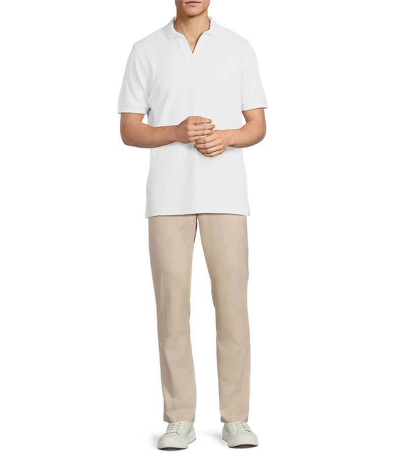 Hart Schaffner Marx Short Sleeve Johnny Collar Textured Polo