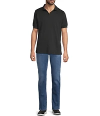 Hart Schaffner Marx Short Sleeve Johnny Collar Textured Polo