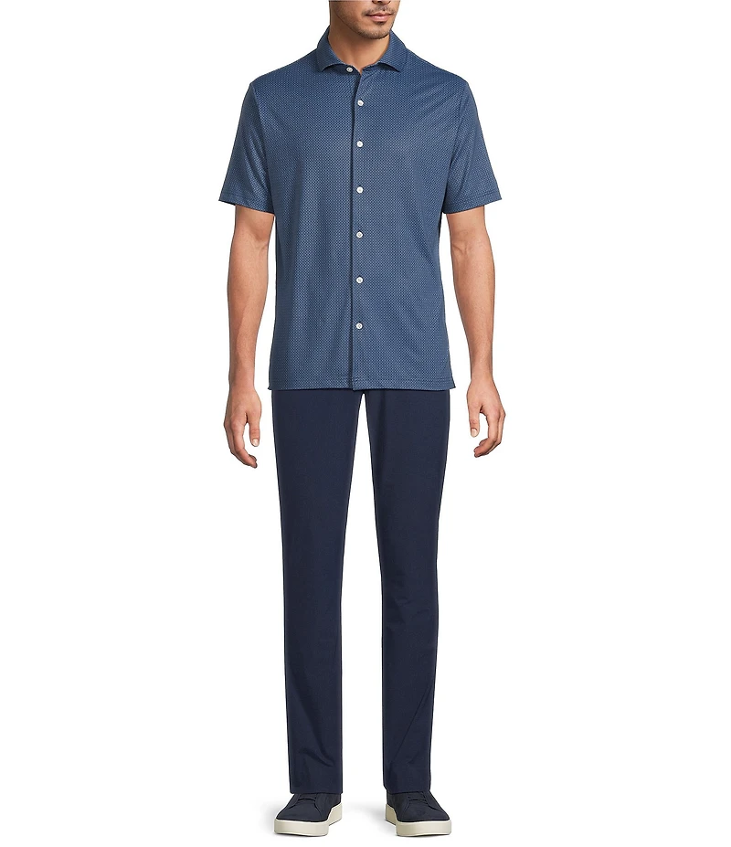 Hart Schaffner Marx Short Sleeve Luxury Performance Diamond Geo Coatfront Shirt