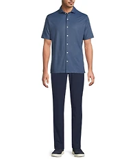 Hart Schaffner Marx Short Sleeve Luxury Performance Diamond Geo Coatfront Shirt