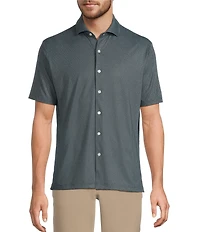 Hart Schaffner Marx Short Sleeve Luxury Performance Diamond Geo Coatfront Shirt