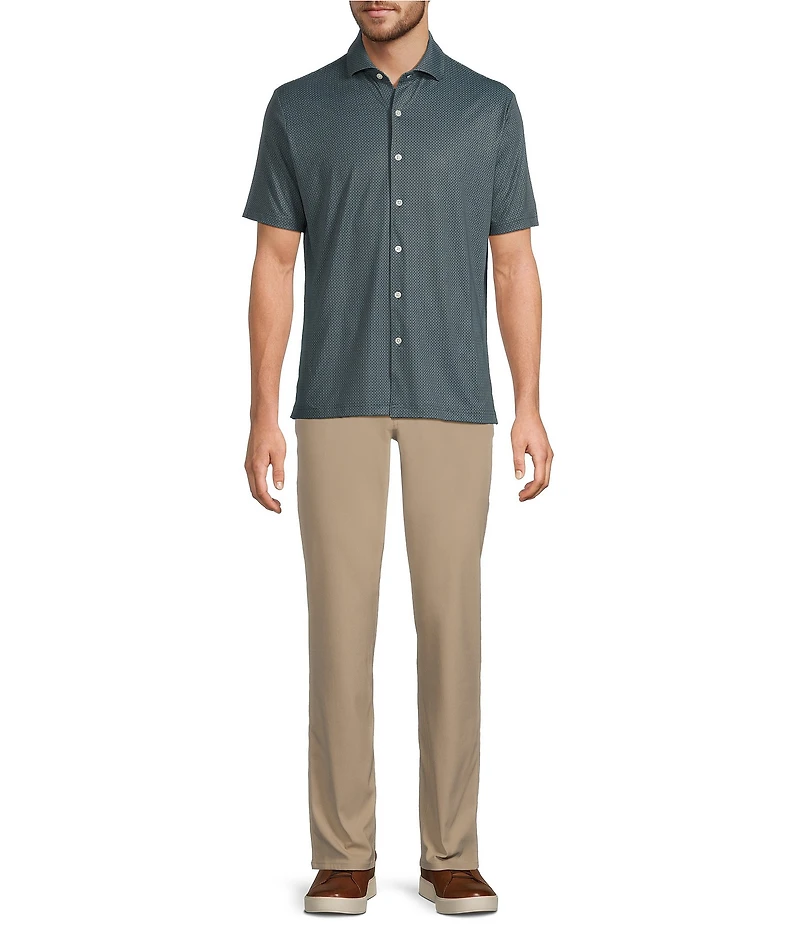 Hart Schaffner Marx Short Sleeve Luxury Performance Diamond Geo Coatfront Shirt