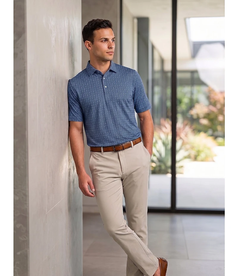 Hart Schaffner Marx Short Sleeve Luxury Performance Diamond Geo Polo