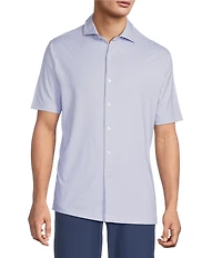 Hart Schaffner Marx Short Sleeve Luxury Performance Geo Print Button Front Shirt