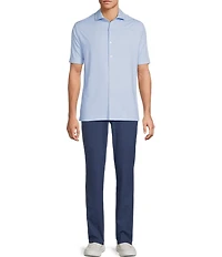 Hart Schaffner Marx Short Sleeve Luxury Performance Geo Print Button Front Shirt