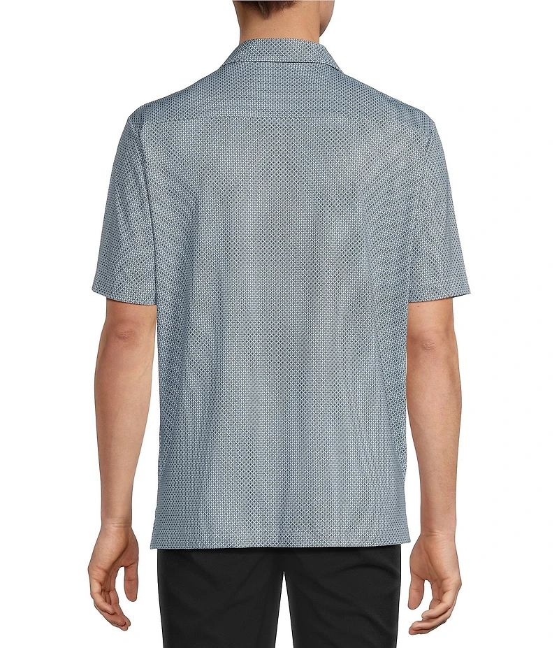 Hart Schaffner Marx Short Sleeve Luxury Performance Geo Print Button Front Shirt