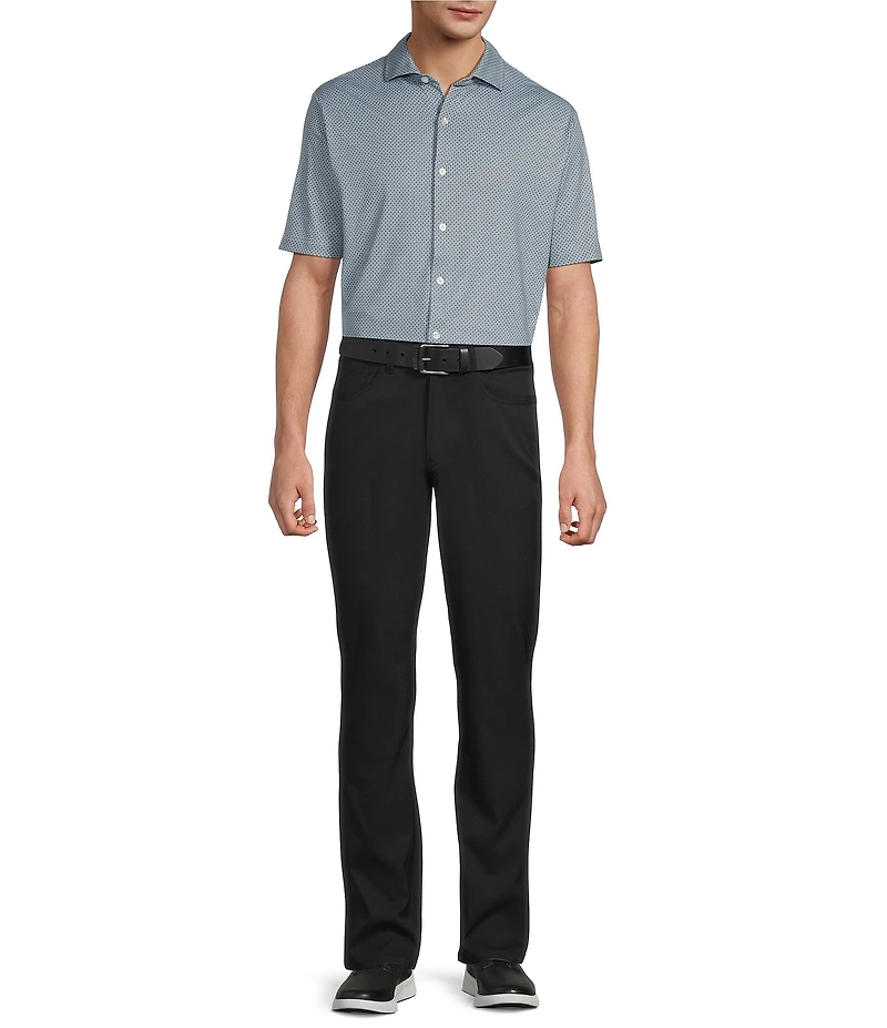 Hart Schaffner Marx Short Sleeve Luxury Performance Geo Print Button Front Shirt