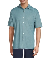 Hart Schaffner Marx Short Sleeve Luxury Performance Geo Print Button Front Shirt