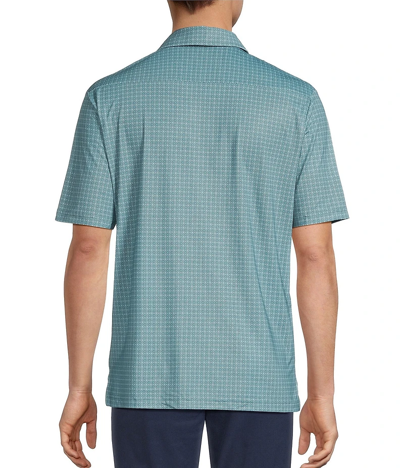Hart Schaffner Marx Short Sleeve Luxury Performance Geo Print Button Front Shirt