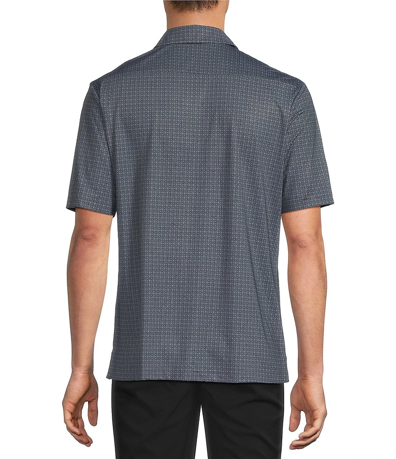 Hart Schaffner Marx Short Sleeve Luxury Performance Geo Print Button Front Shirt