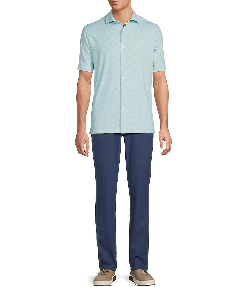 Hart Schaffner Marx Short Sleeve Luxury Performance Geo Print Button Front Shirt