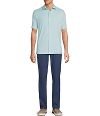 Hart Schaffner Marx Short Sleeve Luxury Performance Geo Print Button Front Shirt