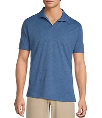 Hart Schaffner Marx Luxury Performance Short Sleeve Space Dyed Johnny Collar Shirt