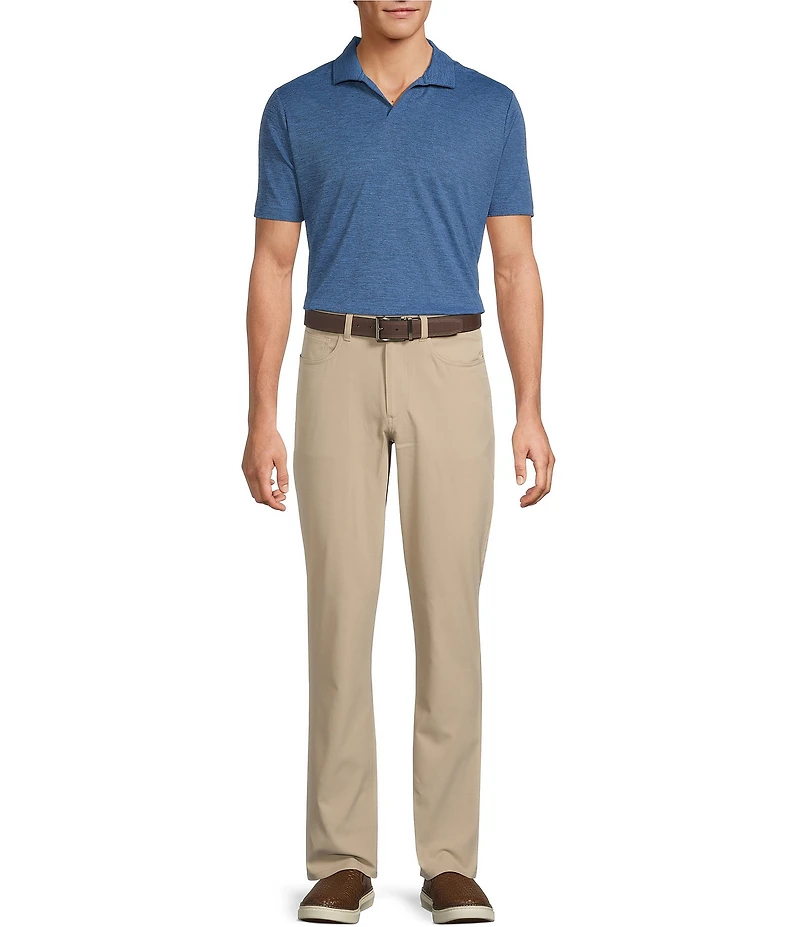 Hart Schaffner Marx Luxury Performance Short Sleeve Space Dyed Johnny Collar Shirt