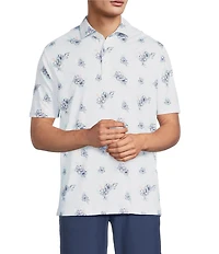 Hart Schaffner Marx Short Sleeve Luxury Performance Textured Floral Polo Shirt