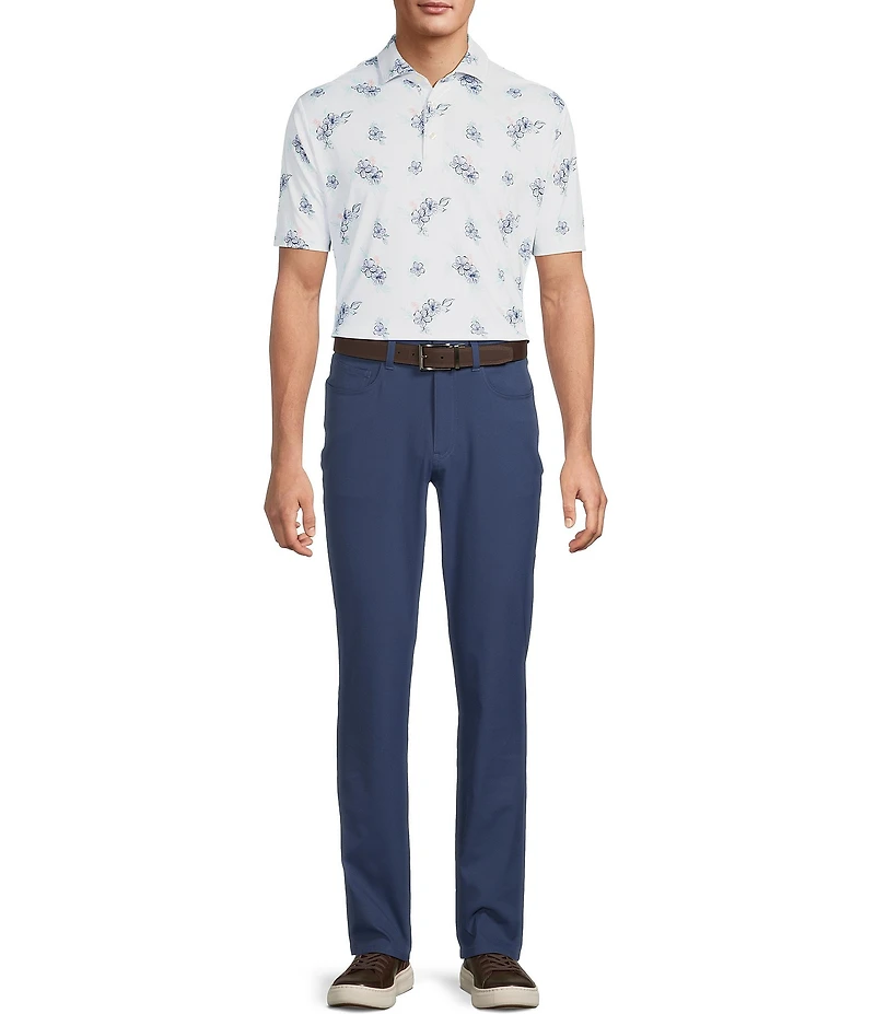 Hart Schaffner Marx Short Sleeve Luxury Performance Textured Floral Polo Shirt