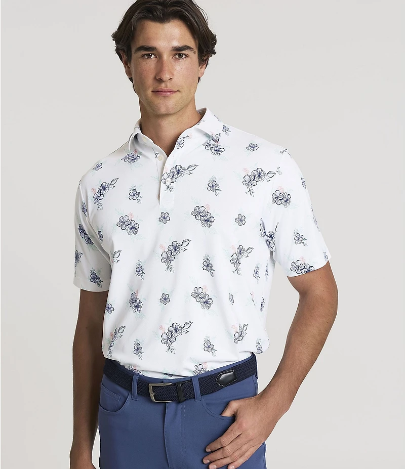 Hart Schaffner Marx Luxury Performance Short Sleeve Textured Floral Polo