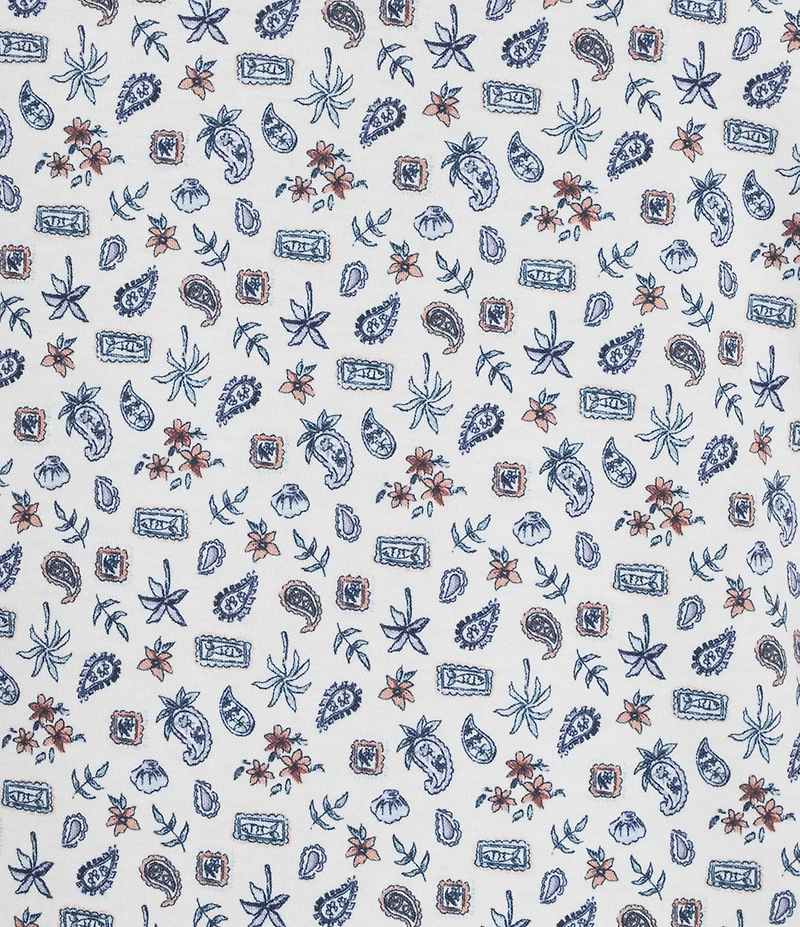 Hart Schaffner Marx Short Sleeve Paisley Stamp Print Polo Shirt