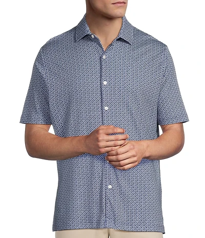 Hart Schaffner Marx Short Sleeve Petal Print Button Front Shirt