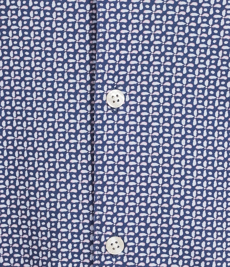 Hart Schaffner Marx Short Sleeve Petal Print Button Front Shirt