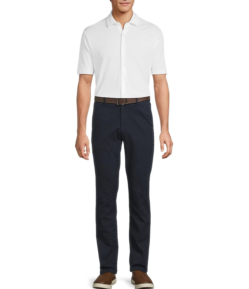 Hart Schaffner Marx Short Sleeve Solid Texture Coat Front Shirt