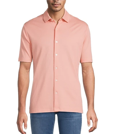 Hart Schaffner Marx Short Sleeve Solid Texture Coat Front Shirt