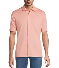 Hart Schaffner Marx Short Sleeve Solid Texture Coat Front Shirt