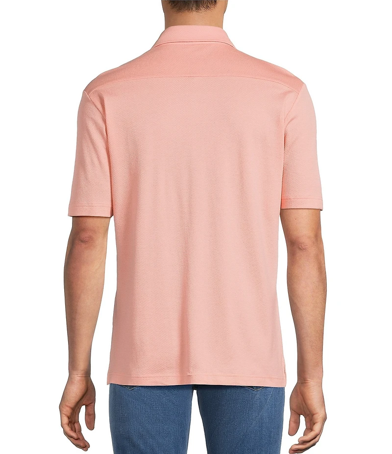 Hart Schaffner Marx Short Sleeve Solid Texture Coat Front Shirt