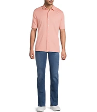 Hart Schaffner Marx Short Sleeve Solid Texture Coat Front Shirt