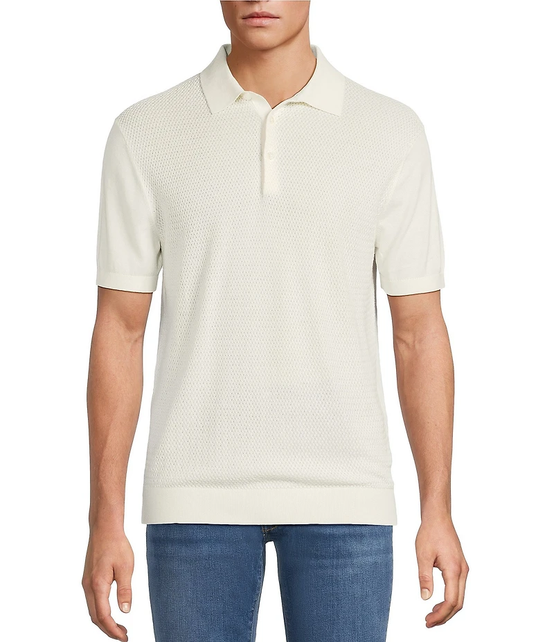 Hart Schaffner Marx Short Sleeve Sweater Knit Polo Shirt